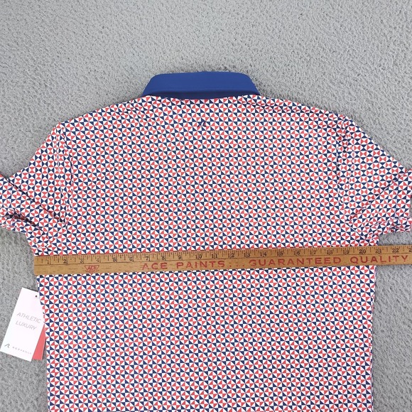 Redvanly PUREpoly Polo Shirt Mens Small Blue Geometric Golf R2424-Cowley - Picture 13 of 16